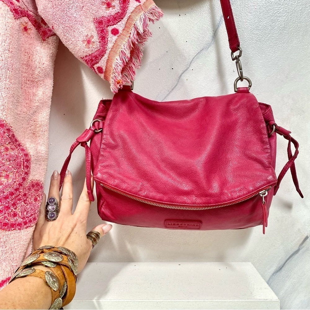 LIEBSKIND Berlin HOT PINK leather crossbody/clutch convertible bag